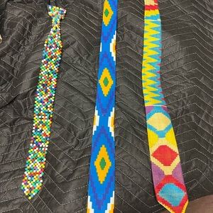 African hand woven kente/ bead ties/ fabric ties